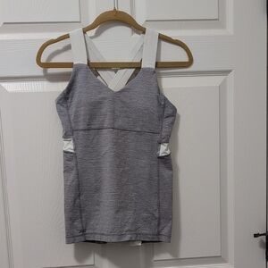 Gray and White Sleeveless Top Lululemon Push Tour Limit Tank
